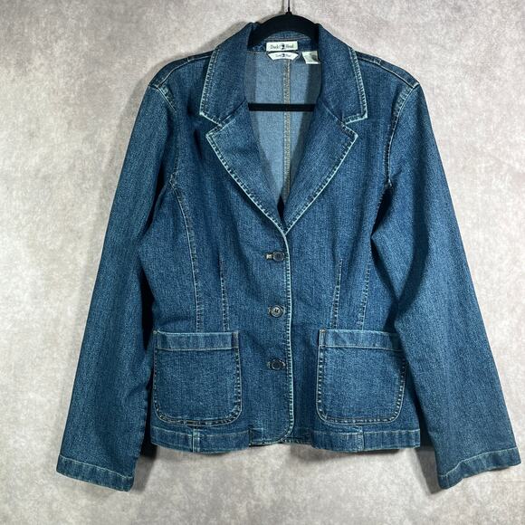 Duck Head Jackets & Blazers - Vintage Duck Head Chore Jacket Womens Size 14 Blue‎ Denim Button Front 90s Y2K